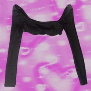 Princess Polly Becca Long Sleeve Crop Top Black